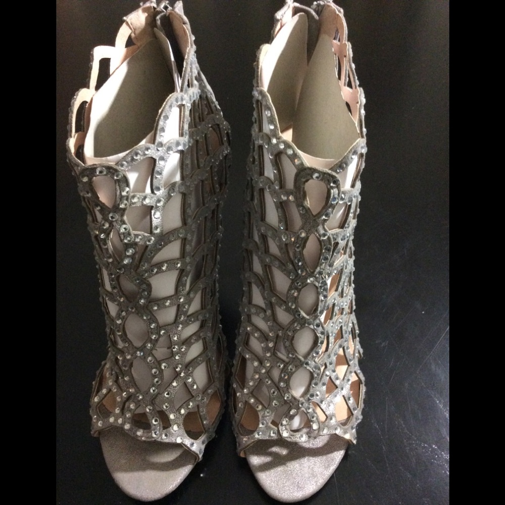 Silver embellished with crystals high heel sandals Zigi Soho